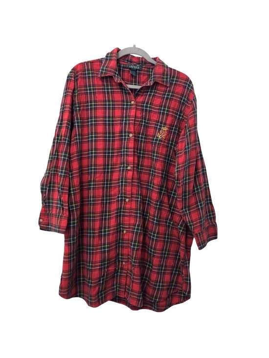 Lauren Ralph Lauren Other - Ralph Lauren Red Tartan Plaid Knee Length Sleep Shirt Christmas Nightgown XL